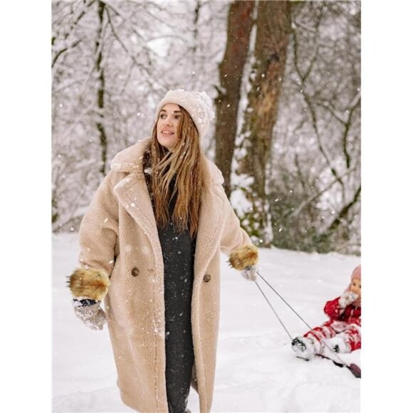 Women's Faux Fur Wrist Cuffs Wristbands Nature - Picture 5 of 6